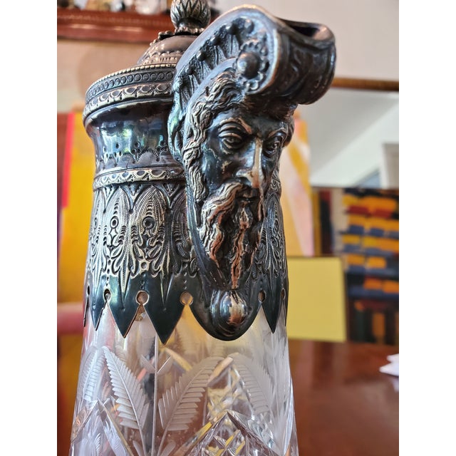 Transparent Antique Cut Crystal Figural Barware Carafe For Sale - Image 8 of 10