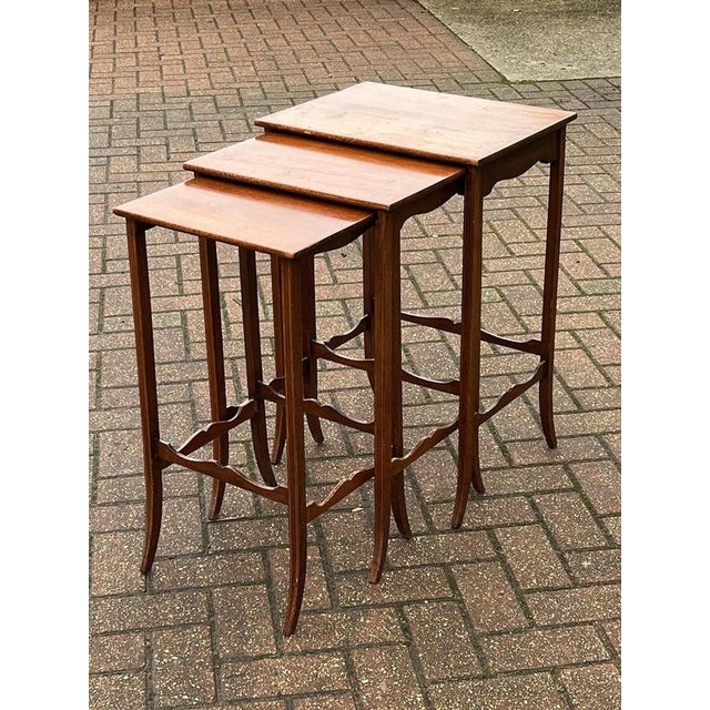Edwardian Mahogany Nesting Tables, Set of 3 For Sale - Image 6 of 8