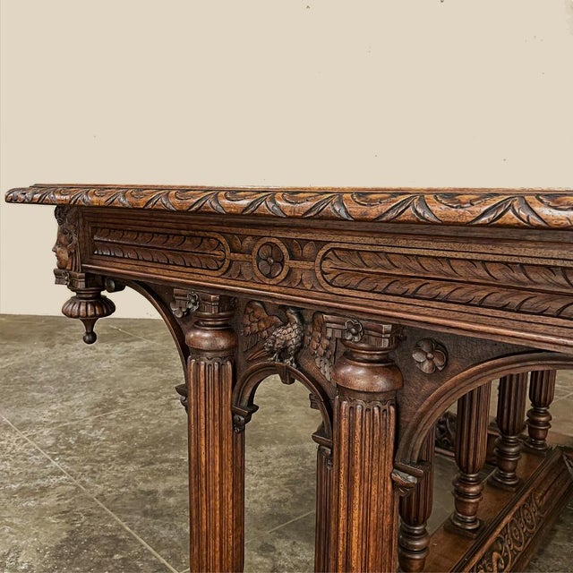 19th Century Napoleon III Walnut Partner's Desk With Faux Leather For Sale - Image 13 of 18