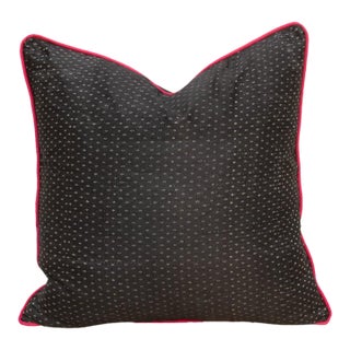 Rasa Black Dotted Ahir Handloom Pillow For Sale