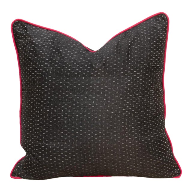 Rasa Black Dotted Ahir Handloom Pillow For Sale
