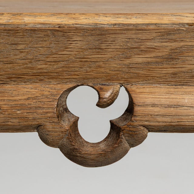 French Early 20th Century France Weathered Honey Oak Carved Oak Side Table For Sale - Image 3 of 10