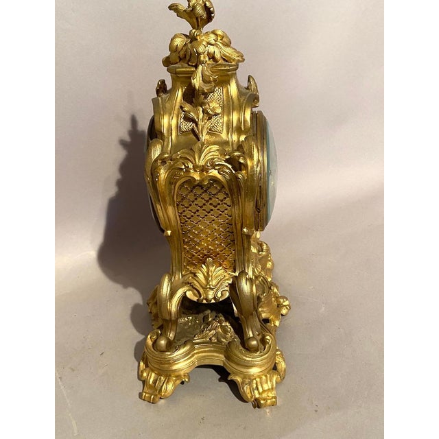 19th Century 19thC Japy Frères Louis XV Gold Ormolu Bronze Mantel Clock 1pc For Sale - Image 5 of 18