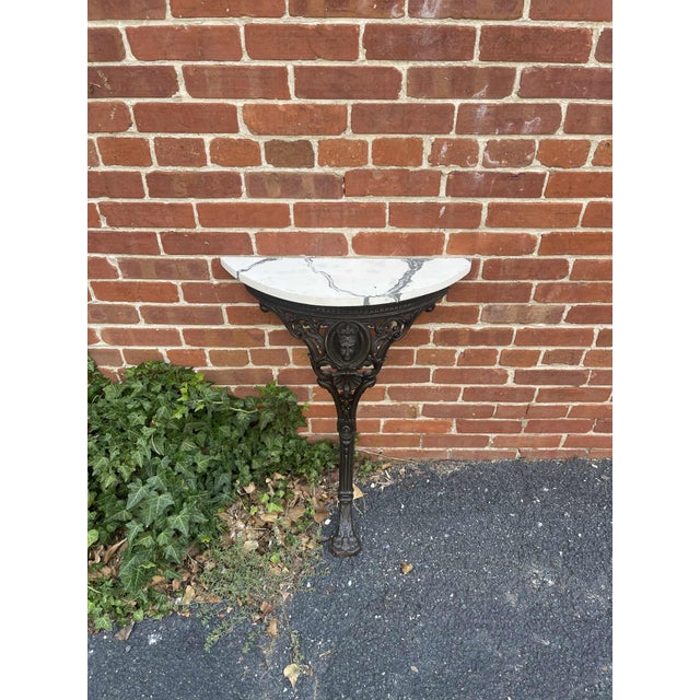 Victorian Queen Victoria Era Console Table Cast Iron With Faux Marble For Sale - Image 3 of 8