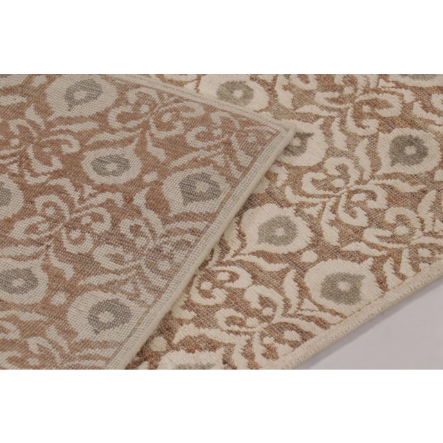 Textile Contemporary Floral Block Print Wool & Natural Silk Runner by Rug & Kilim, India For Sale - Image 7 of 9