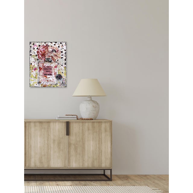 Chanel Party - Feminine Floral Perfume Still Life Textural Collage Original Artwork by Marion Duschletta For Sale - Image 9 of 10