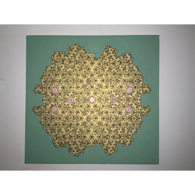 Pareidolia Labyrinth Origami Fractal Face Optical Illusion Canvas Painting, Anthropomorphic Geometry For Sale - Image 9 of 10