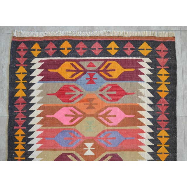 Black 3x5 Ft Vintage Turkish Kilim Rug, Village Flat Weave, Natural Dyes, Multicolor Area Rug For Sale - Image 8 of 17