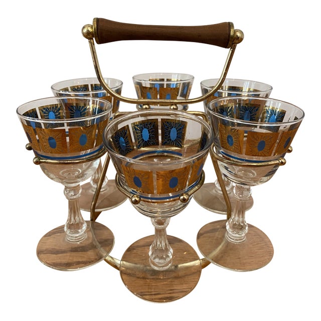 Fred Press Signed Mid-Century 7-Piece Sherry/Cordial Set For Sale