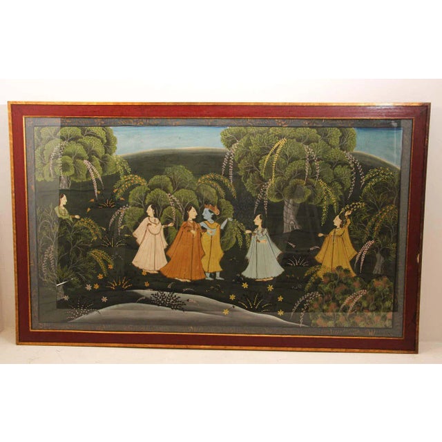 Painting of Radha and Krishna with Female Gopis For Sale - Image 11 of 13