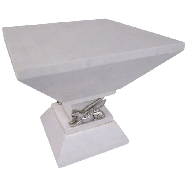 Mid-Century Marble Pedestal With Griffin Detail For Sale