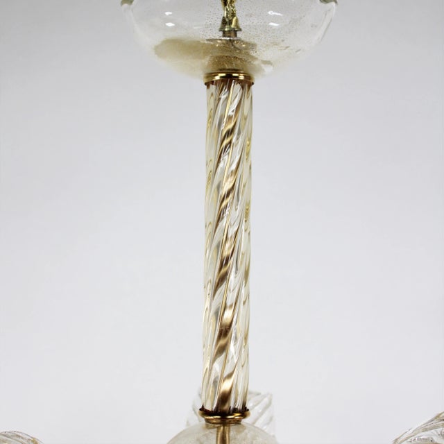 MidCentury 24k Gold Infused and Rigaree Murano Frond Pendant Light For Sale In Chicago - Image 6 of 12