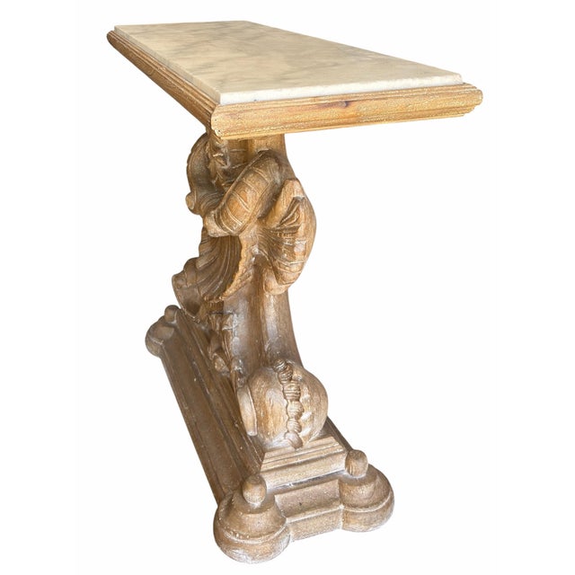 Antique Bleached Walnut Regency Style Marble Top Console Table For Sale In Los Angeles - Image 6 of 7