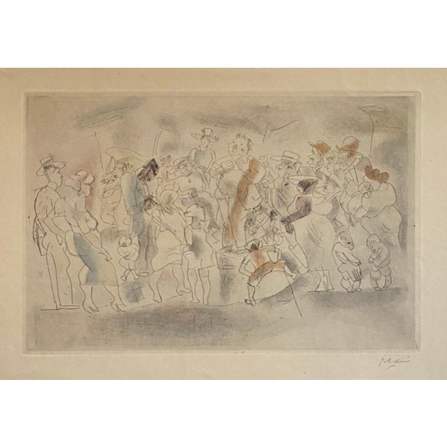 Genre: German Expressionist Subject: Figures Medium: etching, watercolor paint Surface: Paper This is hand signed lower...