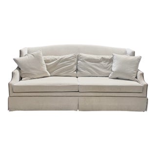 Ethan Allen Classic Upholstered Skirted Sofa With Nailhead Trim For Sale