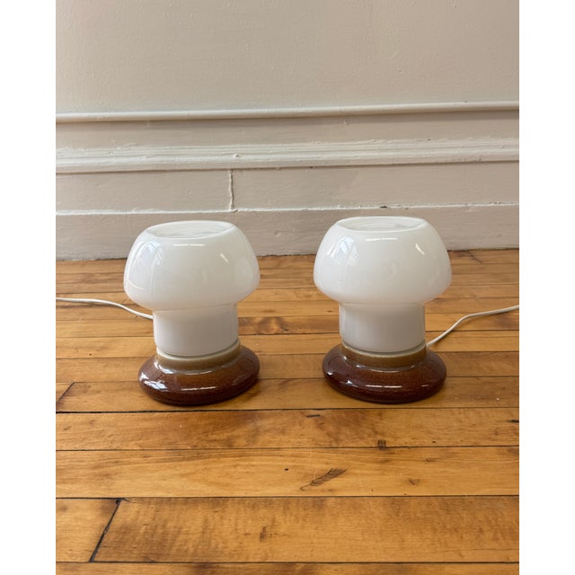 Mid-Century Modern 1960s Ivan Jakes Glass & Ceramic Table Lamps - a Pair For Sale - Image 3 of 6