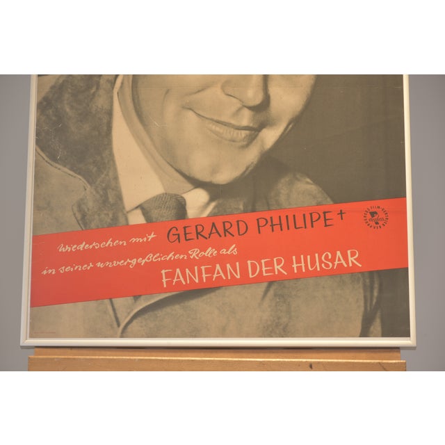 Film poster "fanfan der husar" with gertard philippe around 1960 for veb progress fil. , in a changeable frame made of...
