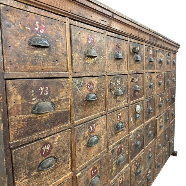 Large Antique Industrial Bank of Drawers with 48 Drawers, 1920s For Sale - Image 16 of 18