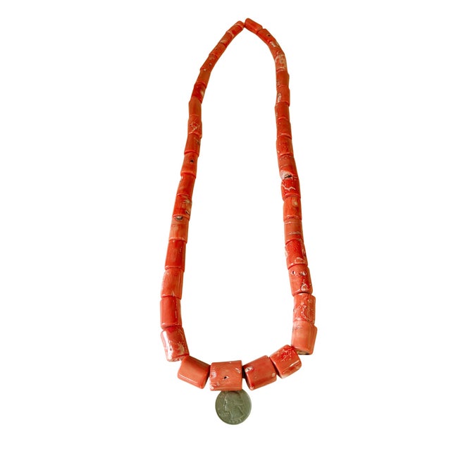 Vintage Chunky Natural Nepalese Angel Skin Coral Strand 38 Beads For Sale - Image 4 of 11