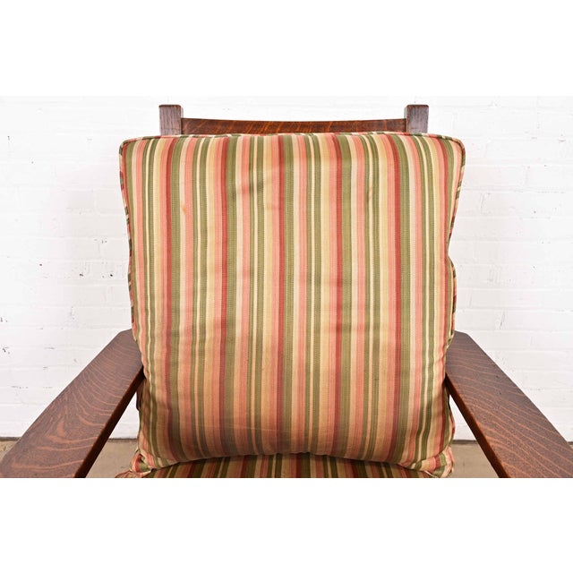 Early 20th Century Charles Stickley Antique Mission Oak Arts & Crafts Reclining Morris Lounge Chair, Circa 1910 For Sale - Image 5 of 13