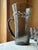 Charcoal Mid-Century Modern Smoky Grey Woodgrain Bark Glass Pitcher and Tumbler Set, 1970, Set of 5 For Sale - Image 8 of 16