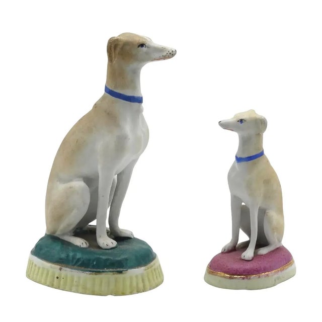 Late 19th Century Antique Porcelain Bisque Whippets Figurines, S/2 For Sale - Image 5 of 8