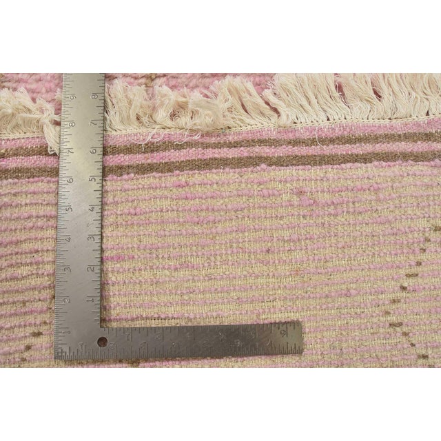 Moroccan Runner 4’1” X 11’11” Pink Wool Contemporary Hand-Knotted Rug For Sale - Image 12 of 12