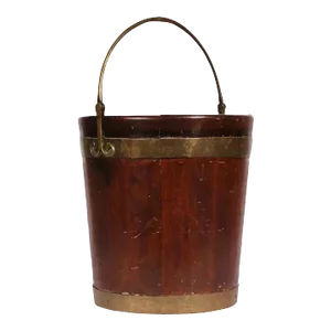 18th Century George III Brass Bound Mahogany Peat Bucket with Handle