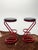 Pair of sculptural bar stools with Red Metal Cantilevered frames & Black Leatherette Seats. Great Modern 1980s New York...