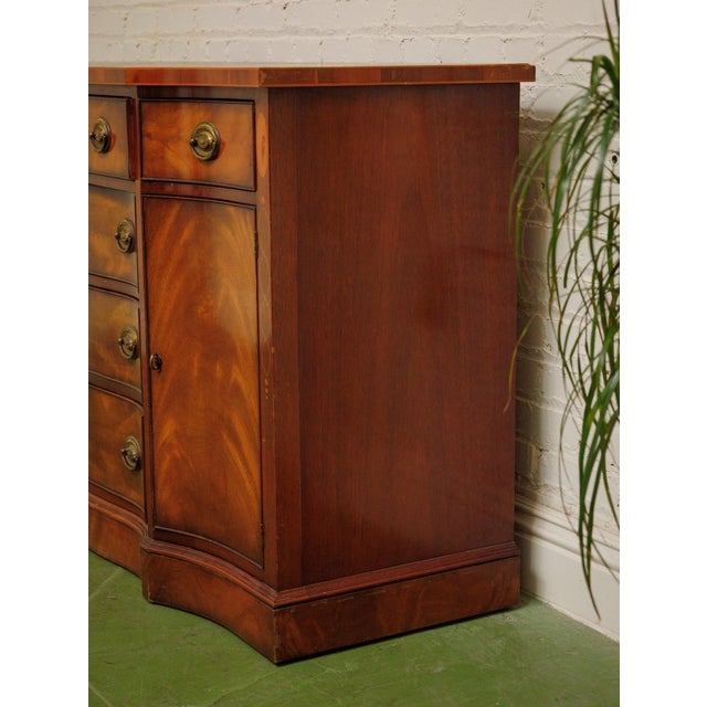 Burnt Umber Antique Vintage Sideboard With Inlays For Sale - Image 8 of 9