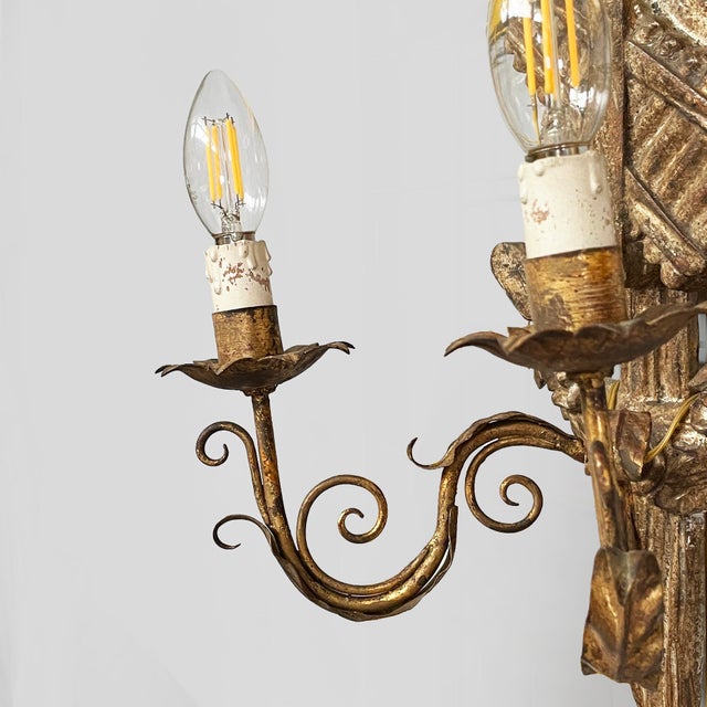 Wood French Louis XVI Wall Lamps in Gilded Wood, 1800s, Set of 2 For Sale - Image 7 of 12