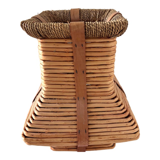 Vintage Rattan Coiled Pencil Reed Vase For Sale