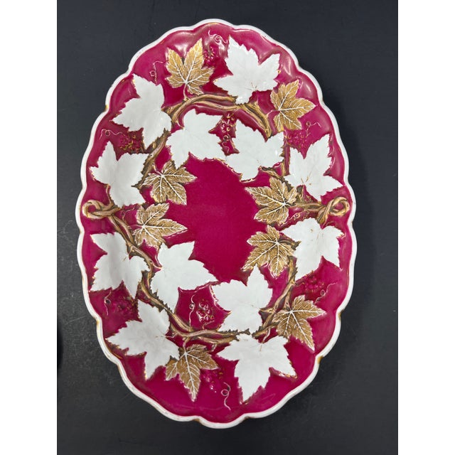 A beautifully preserved antique German porcelain serving dish dating to the turn of the 20th century, circa 1890–1905....