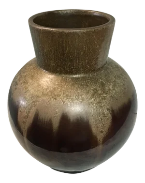 Glazed Brown & Gold Pottery Vase