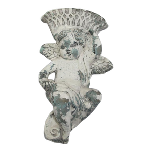 Mexican Stone Cherub Angel Putti Wall Hanging Planter or Light