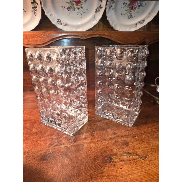 1960s Pair of Classic Mid Century Wilhelm Braun Feldwig Bubble Glass Vases For Sale - Image 5 of 6