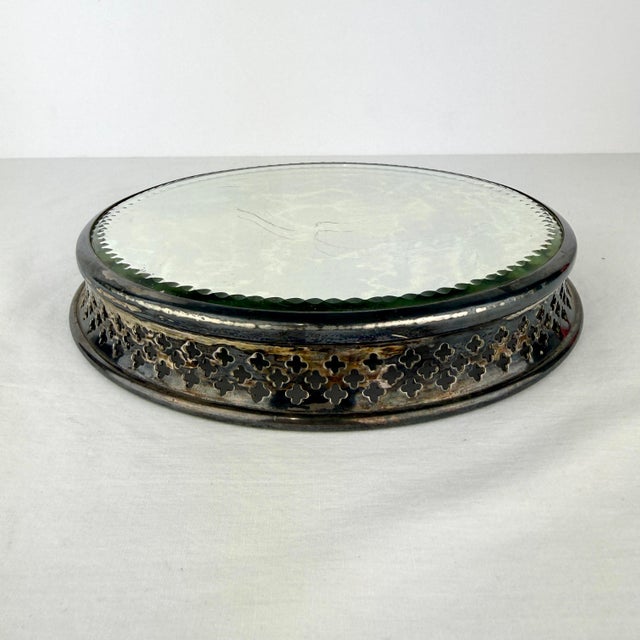 Victorian Antique Pairpoint Mirrored Plateau 8” For Sale - Image 3 of 10