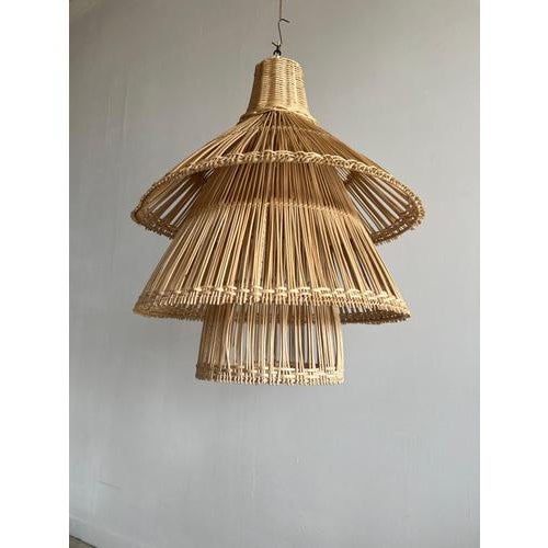 Rattan Pendant Light in the Shape of Asian Lantern For Sale - Image 3 of 18