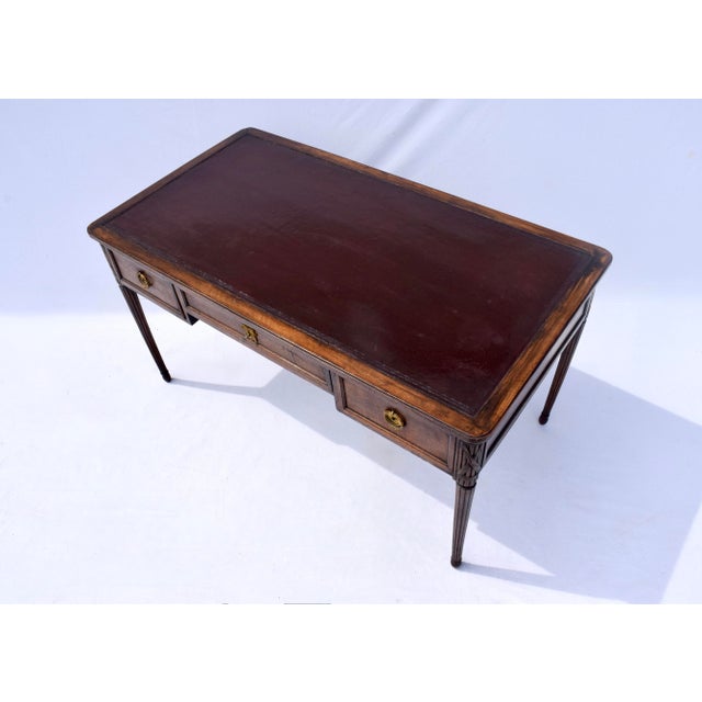 Louis XVI Style Leather Writing Desk by Cassard Et Cie, Paris, 1920s For Sale In Philadelphia - Image 6 of 13