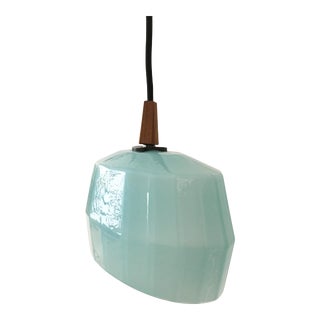 Sky Blue Handblown Glass Pendant For Sale