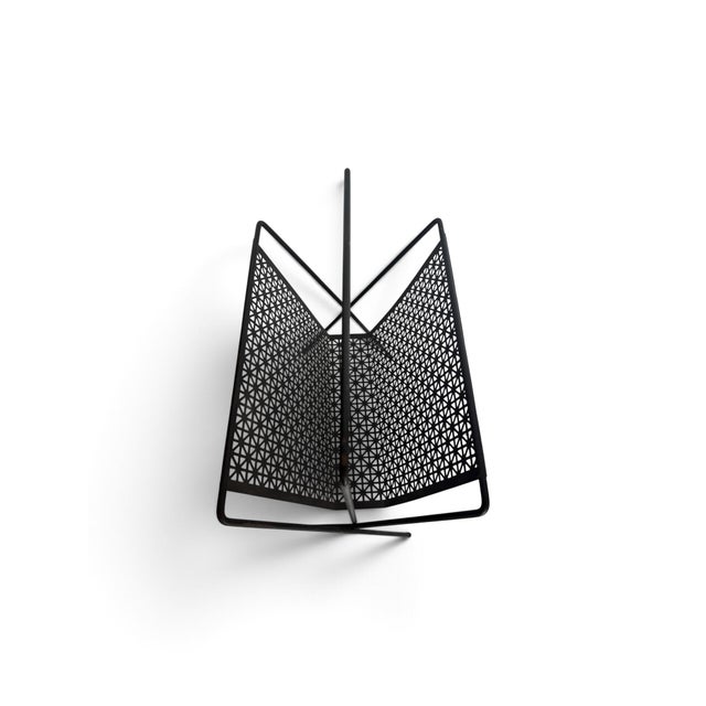 Mid-Century Modern Vintage Mid-Century Perforated Metal Magazine Rack For Sale - Image 3 of 4