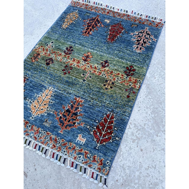 2000 - 2009 Contemporary Gabbeh Tree and Animal Hand-Knotted Wool Rug For Sale - Image 5 of 12