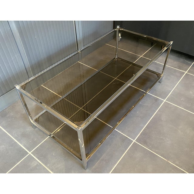 Vintage Bauhaus Coffee Table with Double Glass and Chrome Top, 1970s For Sale - Image 4 of 18