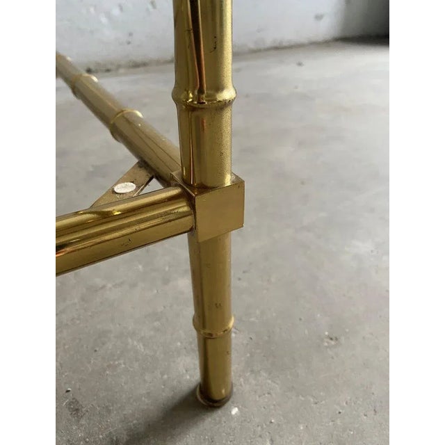 French Brass, Faux Bamboo & Smoked Glass Coffee Table, 1960s For Sale - Image 8 of 11