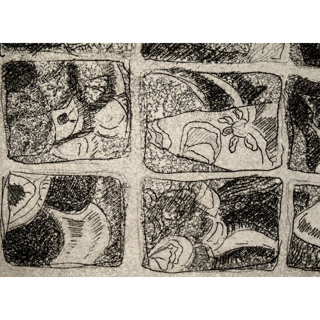 Nine Pane Window - Abstracted Etching in Ink on Paper by Doris Warner For Sale In Monterey, CA - Image 6 of 7