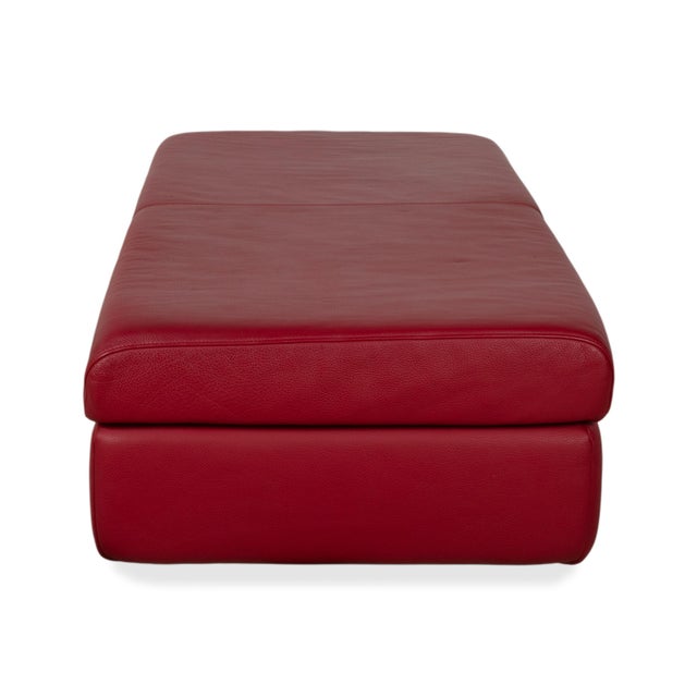 Red Vintage Leather Stool in Red For Sale - Image 8 of 10