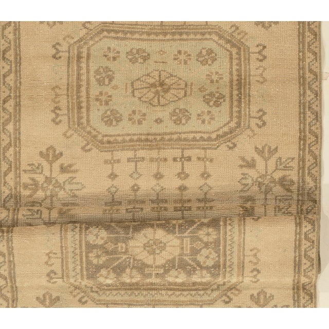 Turkish Vintage Circa 1940 Turkish Oushak Runner 3ft 3in X 11ft 3in For Sale - Image 3 of 8