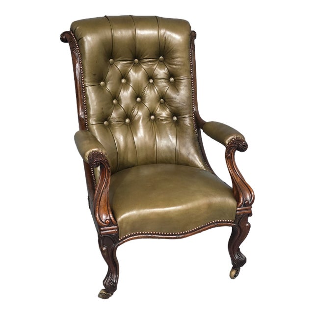 Outstanding Leather Library Chair, 1810 For Sale