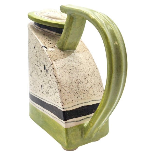 Signed D. Kite Postmodern Studio Ceramic Teapot Green Speckle 7.5" For Sale - Image 12 of 13