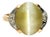 Mid 20th Century Gia Certified 9.46 Carat Green Cats Eye Chrysoberyl 14k Gold Art Deco Ring, Size 6.5 For Sale